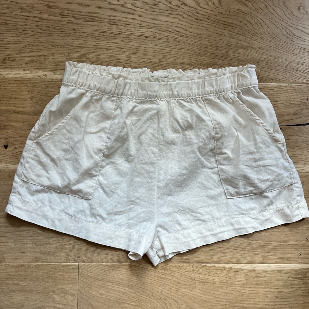 Linen Blend High Waist Shorts